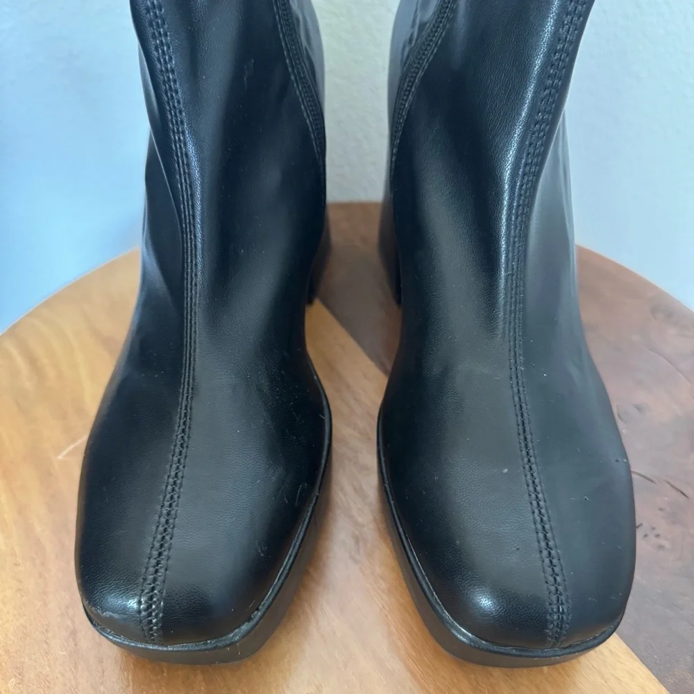 Diba Black Chunky Platform Side Zip Boots Faux Leather y2k Style Fall Winter